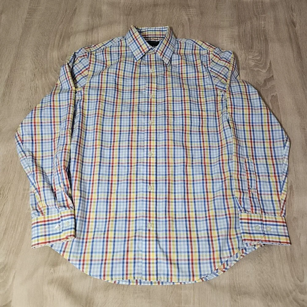 Lot Of 2 Mens Size M Banana Republic Non Iron Slim Fit Button Up Shirts Colorful